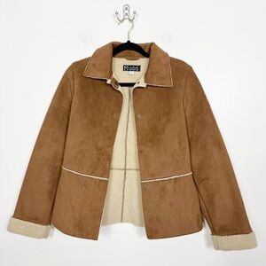Mudd vintage Y2K faux suede sherpa lined button down jacket size small